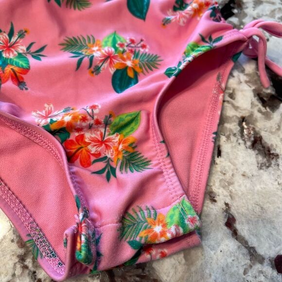 Cat & Jack One Piece Pink Floral Tie side Swim 3T - Picture 5 of 10